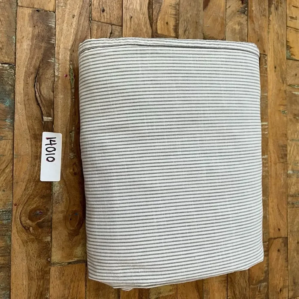 Ikea Bergpalm King Duvet Cover Striped Gray & White Button Closure 100% Cotton